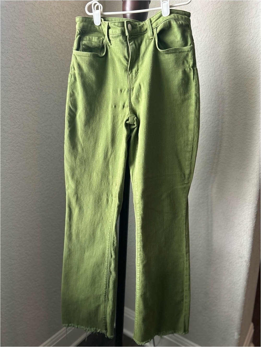 L'AGENCE Women's Green Cotton Blend Straight Leg Jeans Size 29